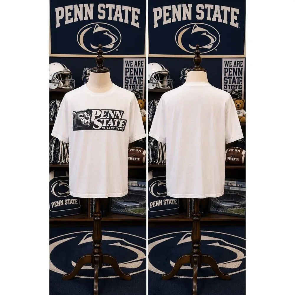 Vintage 90s Penn State Nittany Lions Graphic Tee XL White Fruit Of The Loom